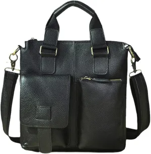 Men Leather Retro Business Briefcase Casual 12" Laptop Travel Bag Tote Attache Messenger Bag