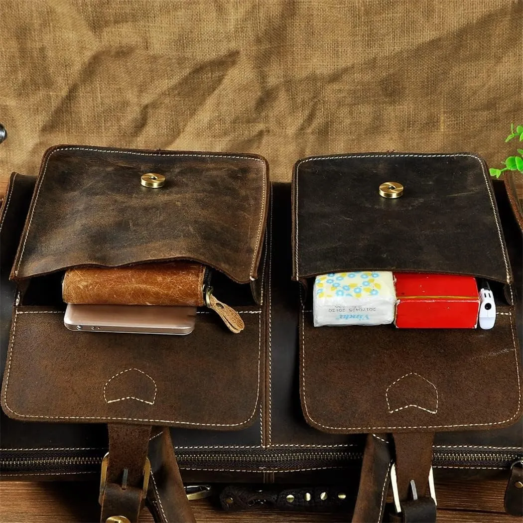 Men Leather Travel Business Briefcase Heavy Duty Computer Laptop Tote Messenger Bag