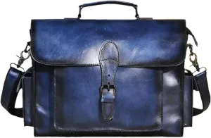Men Real Leather Business Briefcase 13" Laptop Document Case Attache Portfolio Crossbody Bag