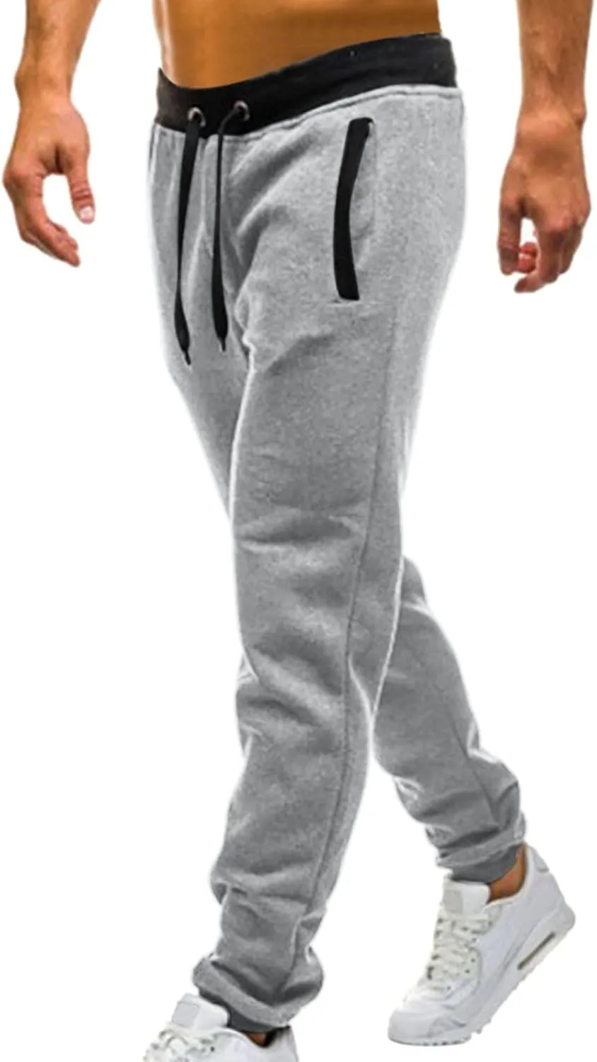 Mens Casual Pants Drawstring Elastic Waist Lightweight Linen Pants Loose Fit Summer Beach Yoga Trousers Flexible Joggers