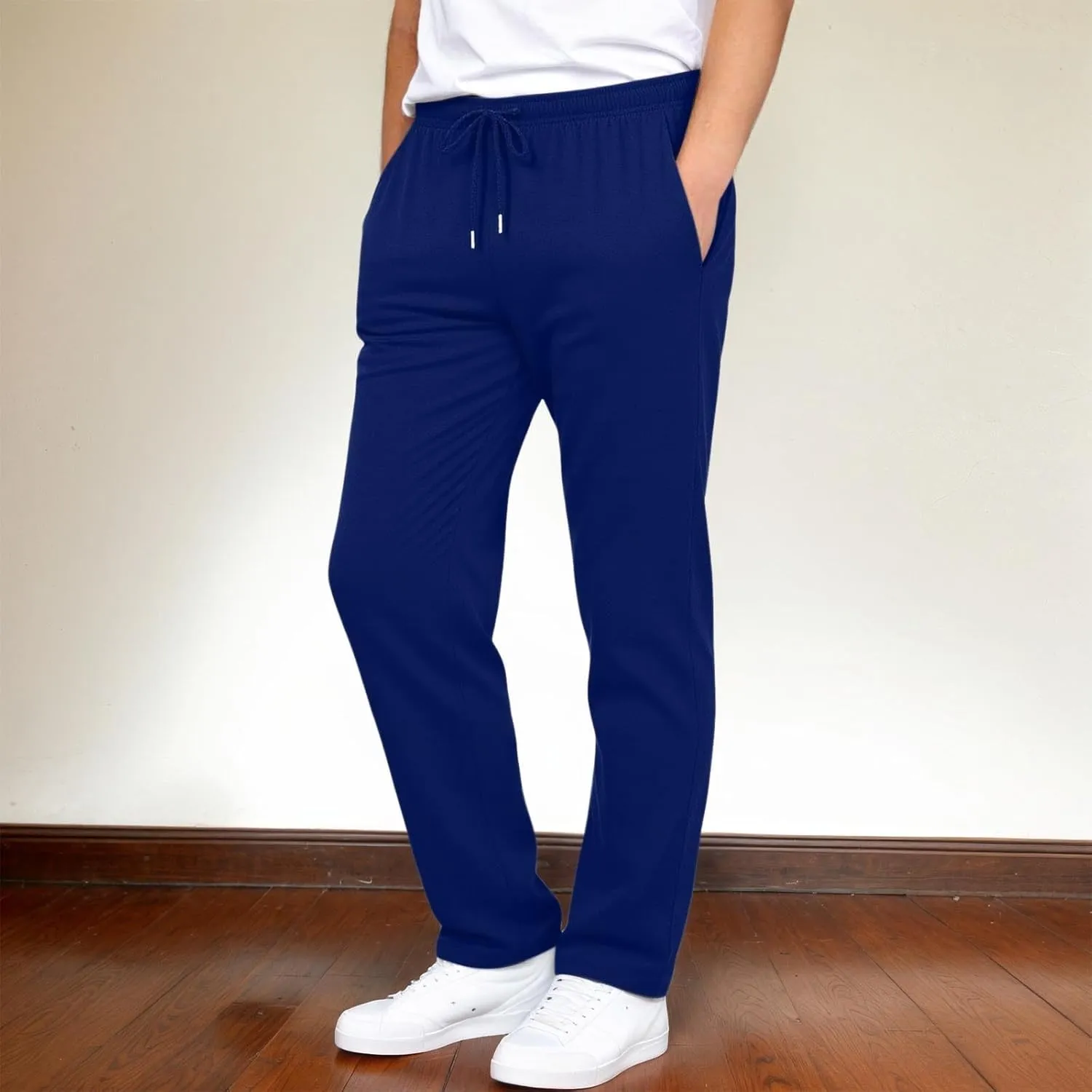 Mens Casual Pants Elastic Waist Lightweight Comfy Loose Fit Pleated Slacks Summer Beach Yoga Trousers Flexible Joggers