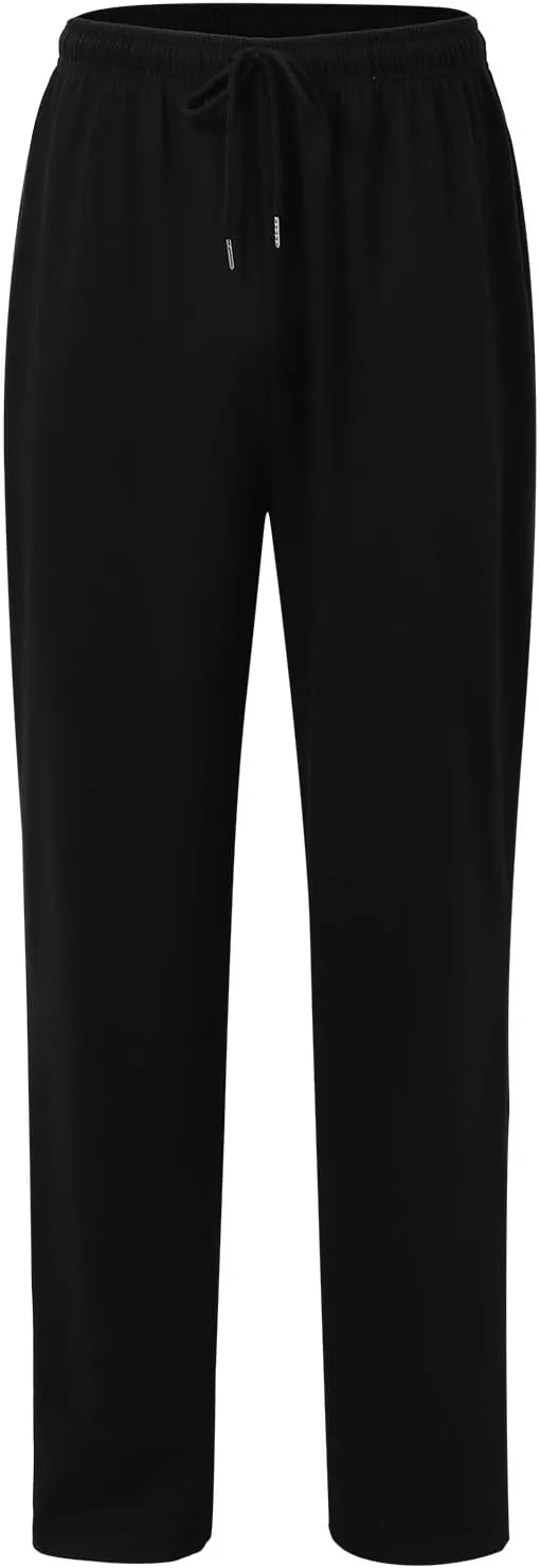 Mens Casual Pants Elastic Waist Lightweight Comfy Loose Fit Pleated Slacks Summer Beach Yoga Trousers Flexible Joggers