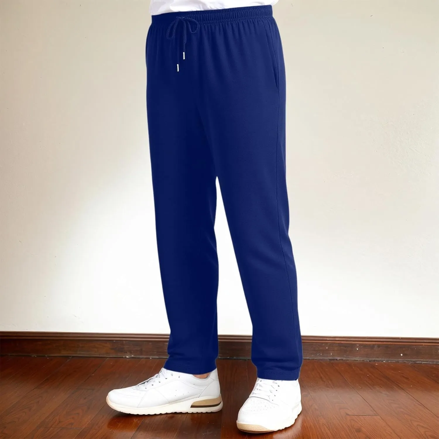 Mens Casual Pants Elastic Waist Lightweight Comfy Loose Fit Pleated Slacks Summer Beach Yoga Trousers Flexible Joggers
