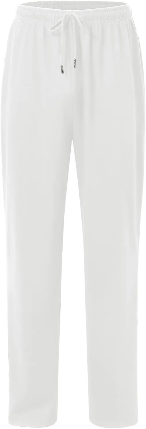 Mens Casual Pants Elastic Waist Lightweight Comfy Loose Fit Pleated Slacks Summer Beach Yoga Trousers Flexible Joggers