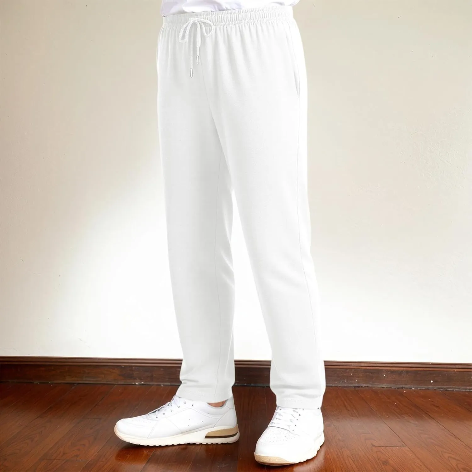 Mens Casual Pants Elastic Waist Lightweight Comfy Loose Fit Pleated Slacks Summer Beach Yoga Trousers Flexible Joggers