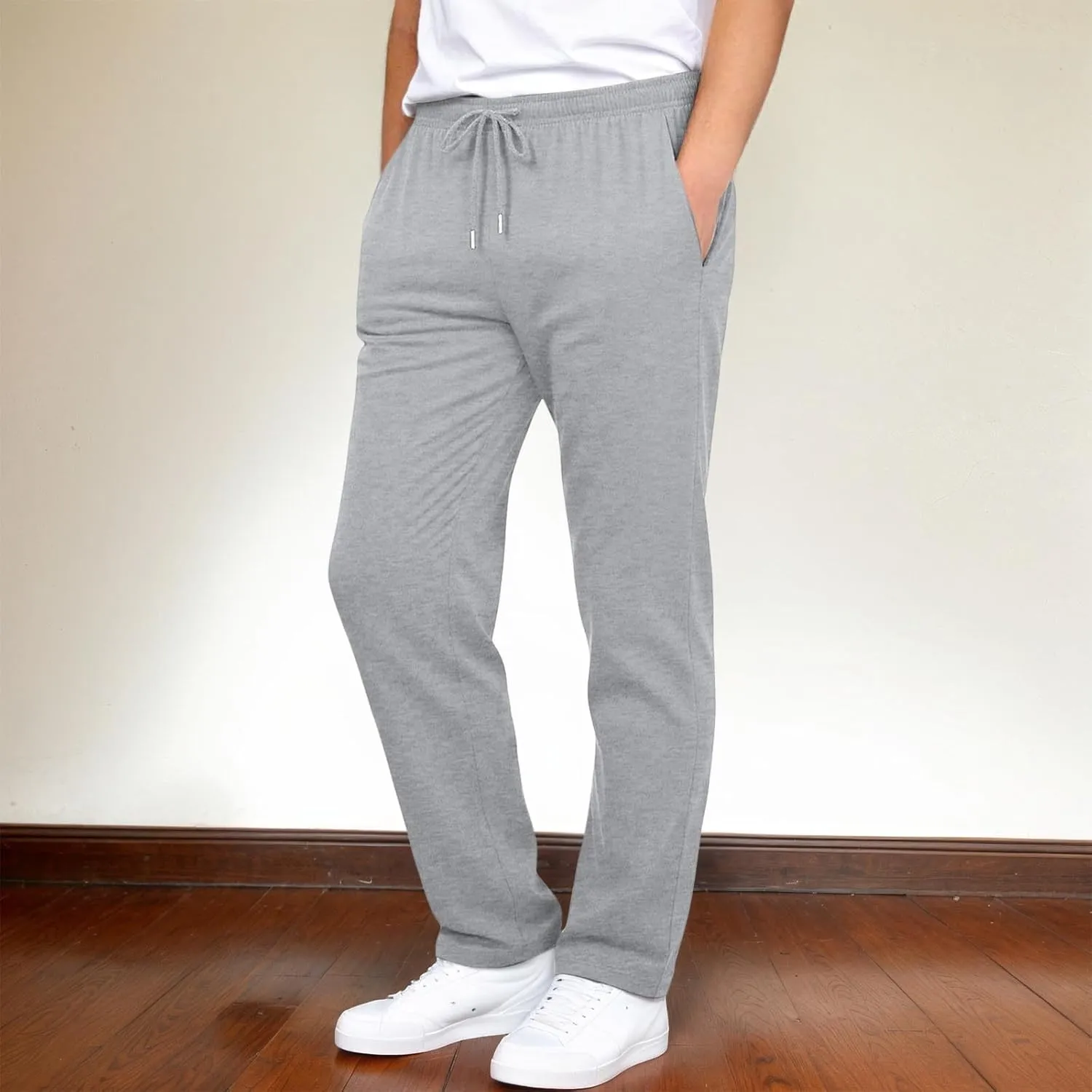 Mens Casual Pants Elastic Waist Lightweight Comfy Loose Fit Pleated Slacks Summer Beach Yoga Trousers Flexible Joggers