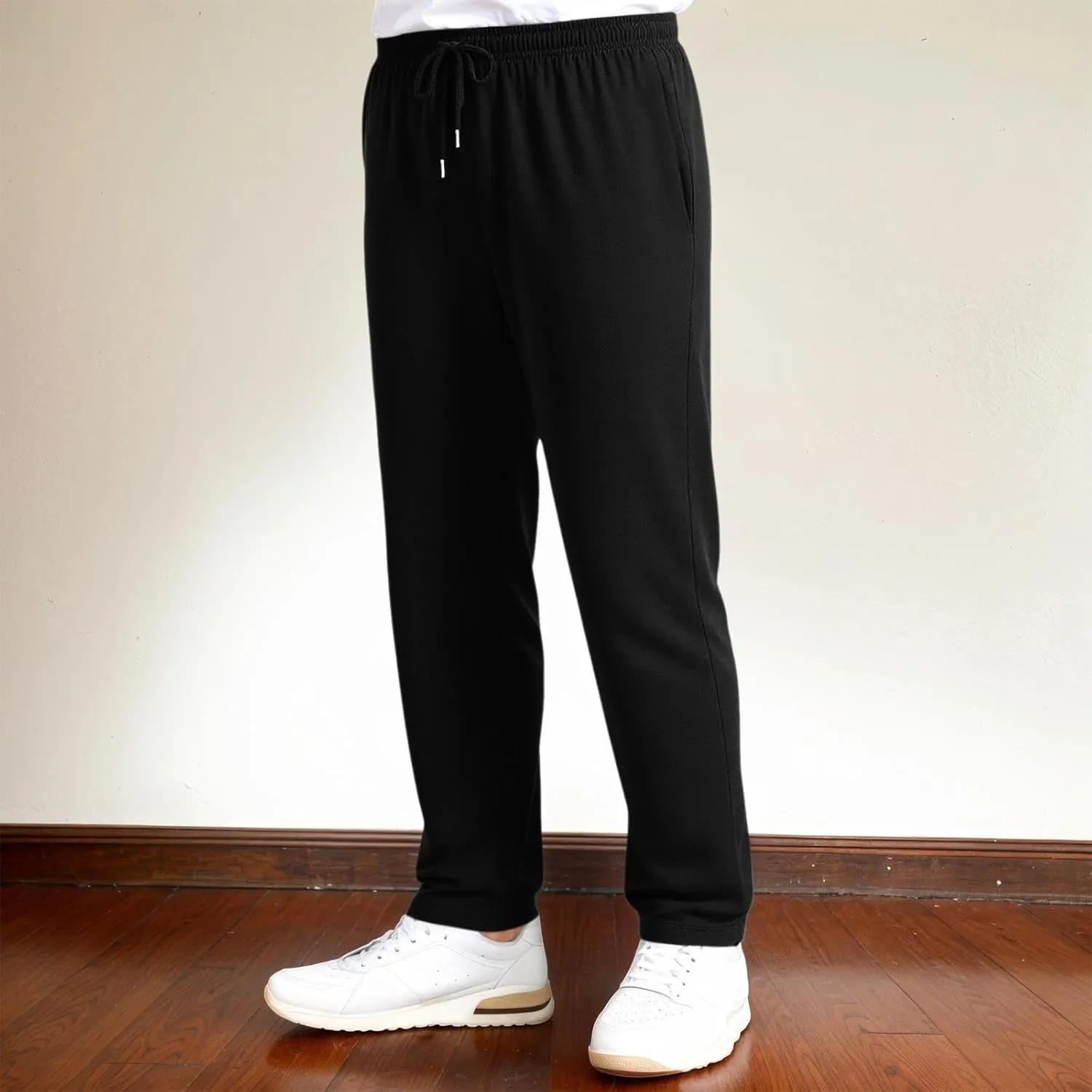 Mens Casual Pants Elastic Waist Lightweight Comfy Loose Fit Pleated Slacks Summer Beach Yoga Trousers Flexible Joggers