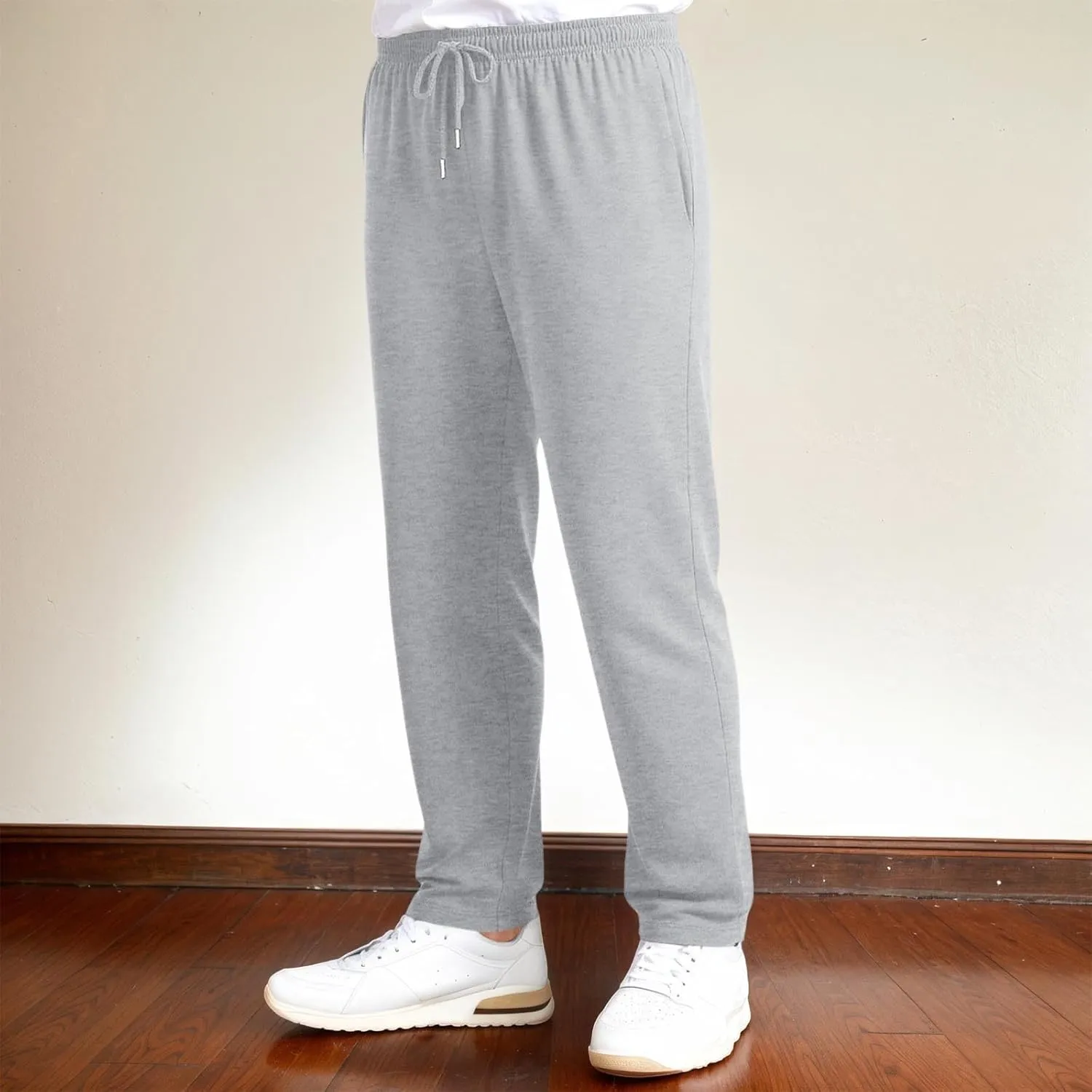 Mens Casual Pants Elastic Waist Lightweight Comfy Loose Fit Pleated Slacks Summer Beach Yoga Trousers Flexible Joggers
