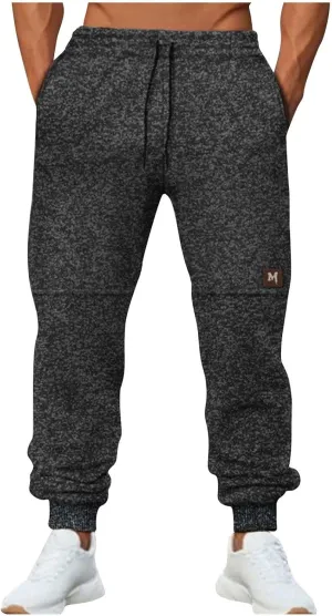 Mens Drawstring Sweatpants Baggy Loose Fit Elastic Waist Cinched Bottom Athletic Pants Tapered Jogger Trousers