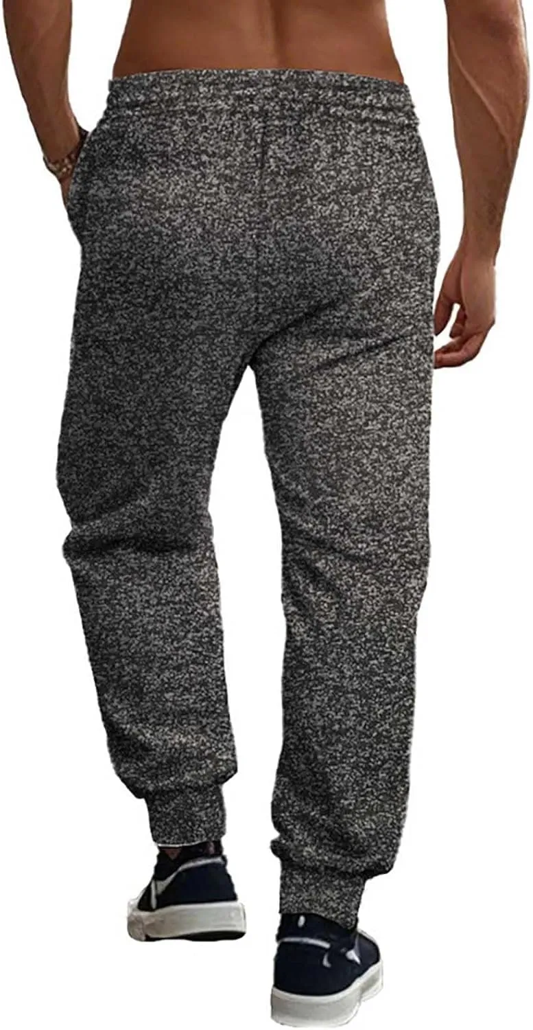 Mens Drawstring Sweatpants Baggy Loose Fit Elastic Waist Cinched Bottom Athletic Pants Tapered Jogger Trousers