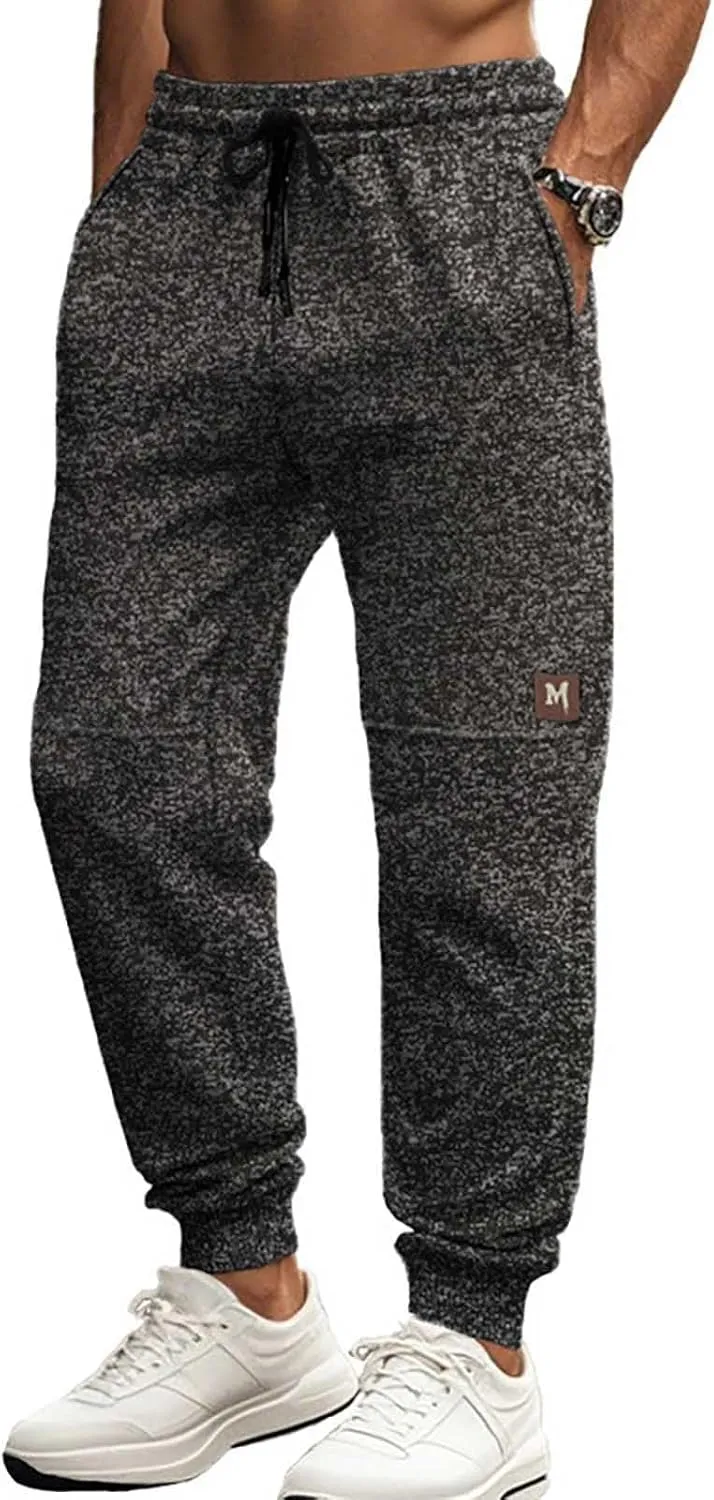 Mens Drawstring Sweatpants Baggy Loose Fit Elastic Waist Cinched Bottom Athletic Pants Tapered Jogger Trousers