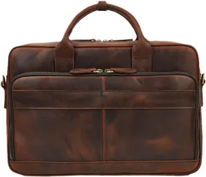 Men's Genuine Leather Briefcase Retro Handbags Business Shoulder Bag For 15'' Laptop Casual Cowhide Bag