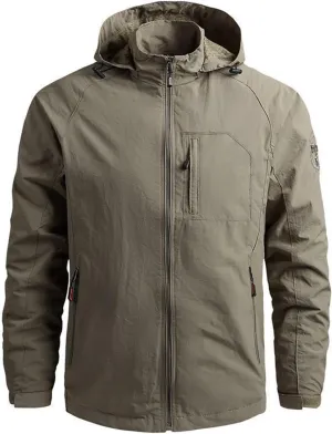 Men's Lightweight Waterproof Cargo Casual Hooded Jacket Softshell Raincoat Outdoor Mountain Hiking Windbreaker Coats