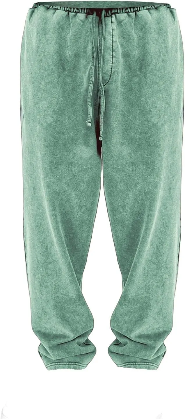 Mens Sweatpants Open Bottom Sasual Plain Vintage Trousers Outdoor Trendy Drawstring Loose Fit Pants with Pockets
