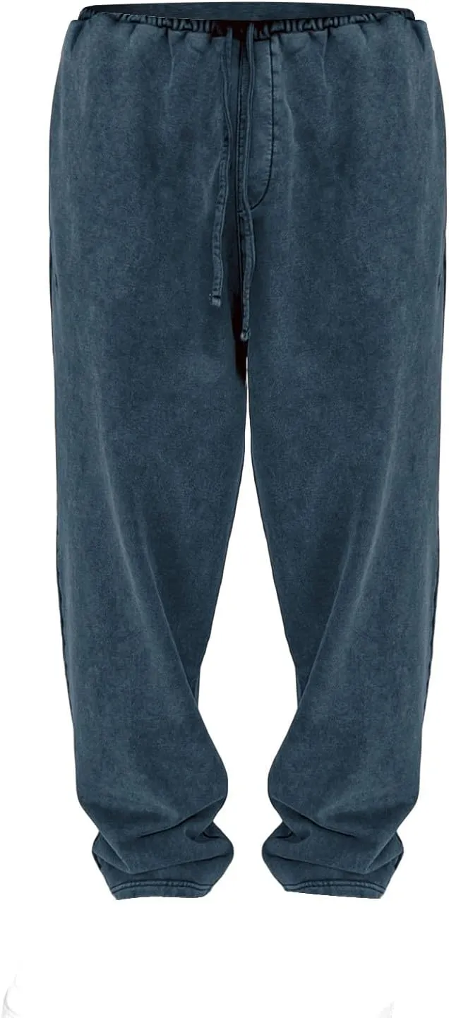 Mens Sweatpants Open Bottom Sasual Plain Vintage Trousers Outdoor Trendy Drawstring Loose Fit Pants with Pockets