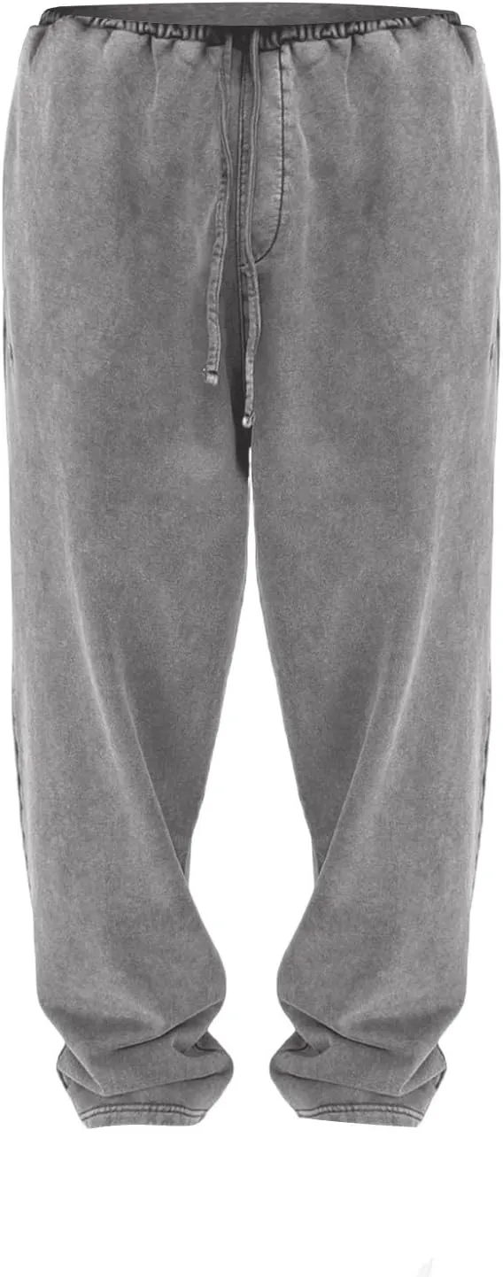 Mens Sweatpants Open Bottom Sasual Plain Vintage Trousers Outdoor Trendy Drawstring Loose Fit Pants with Pockets