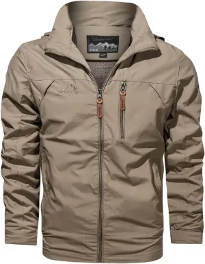 Mens Waterproof Hoodie Jackets Lightweight Windproof Jacket Hooded Zipper Windbreaker Hiking Running Jackets for Men
