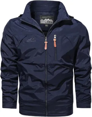 Mens Waterproof Hoodie Jackets Lightweight Windproof Jacket Hooded Zipper Windbreaker Hiking Running Jackets for Men