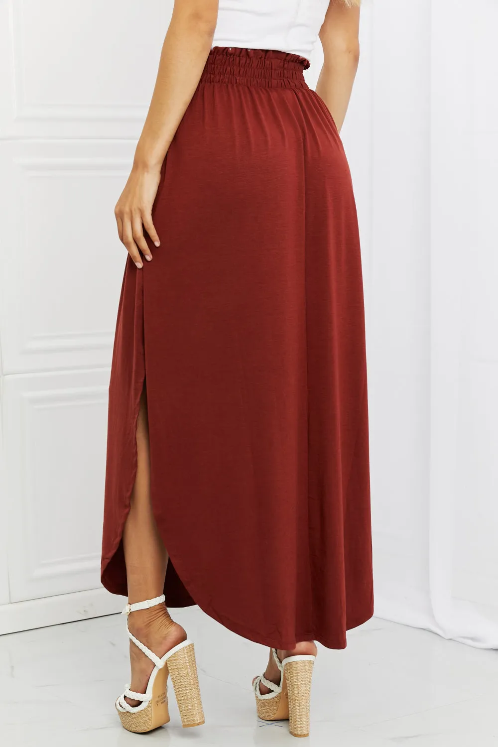 Mia Maxi Skirt with Pockets in Dark Rust