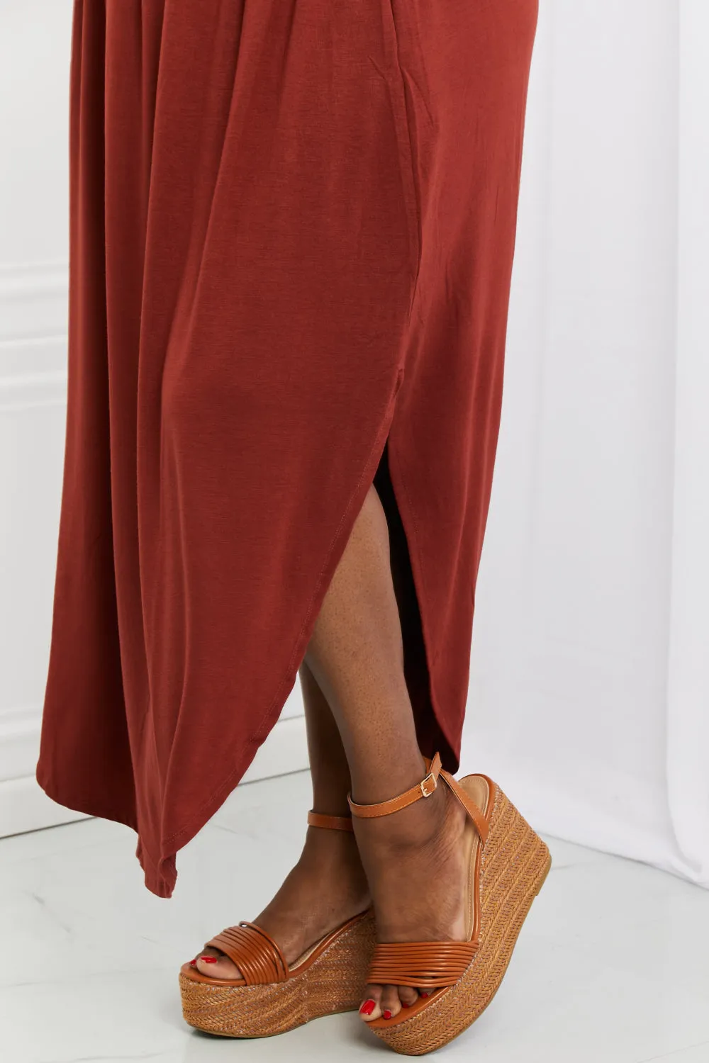 Mia Maxi Skirt with Pockets in Dark Rust