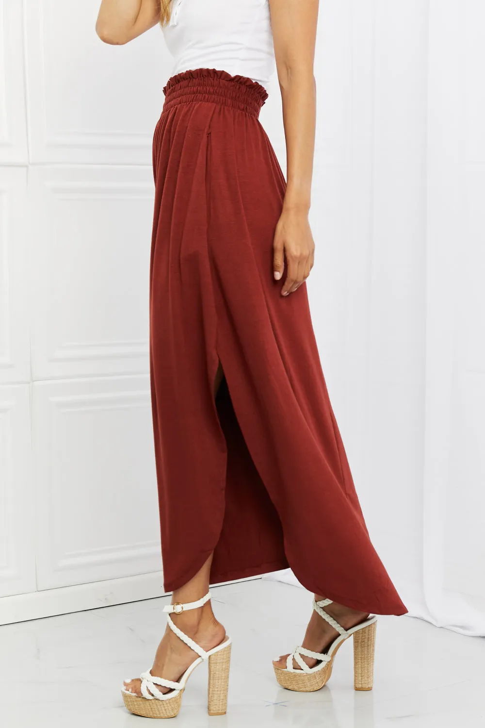 Mia Maxi Skirt with Pockets in Dark Rust