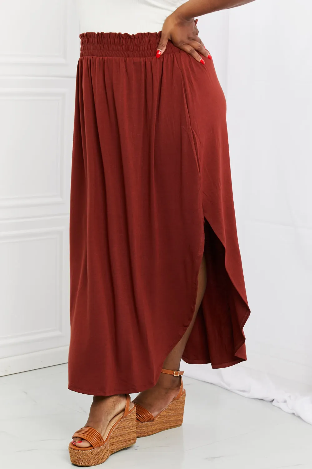 Mia Maxi Skirt with Pockets in Dark Rust