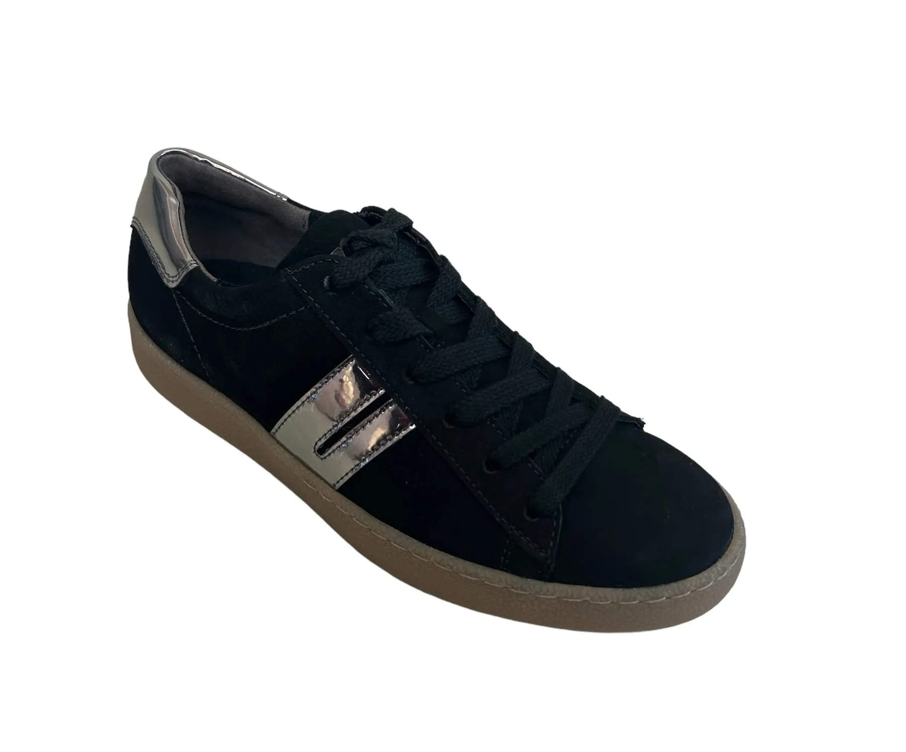Paul Green black nubuck and silver sneaker