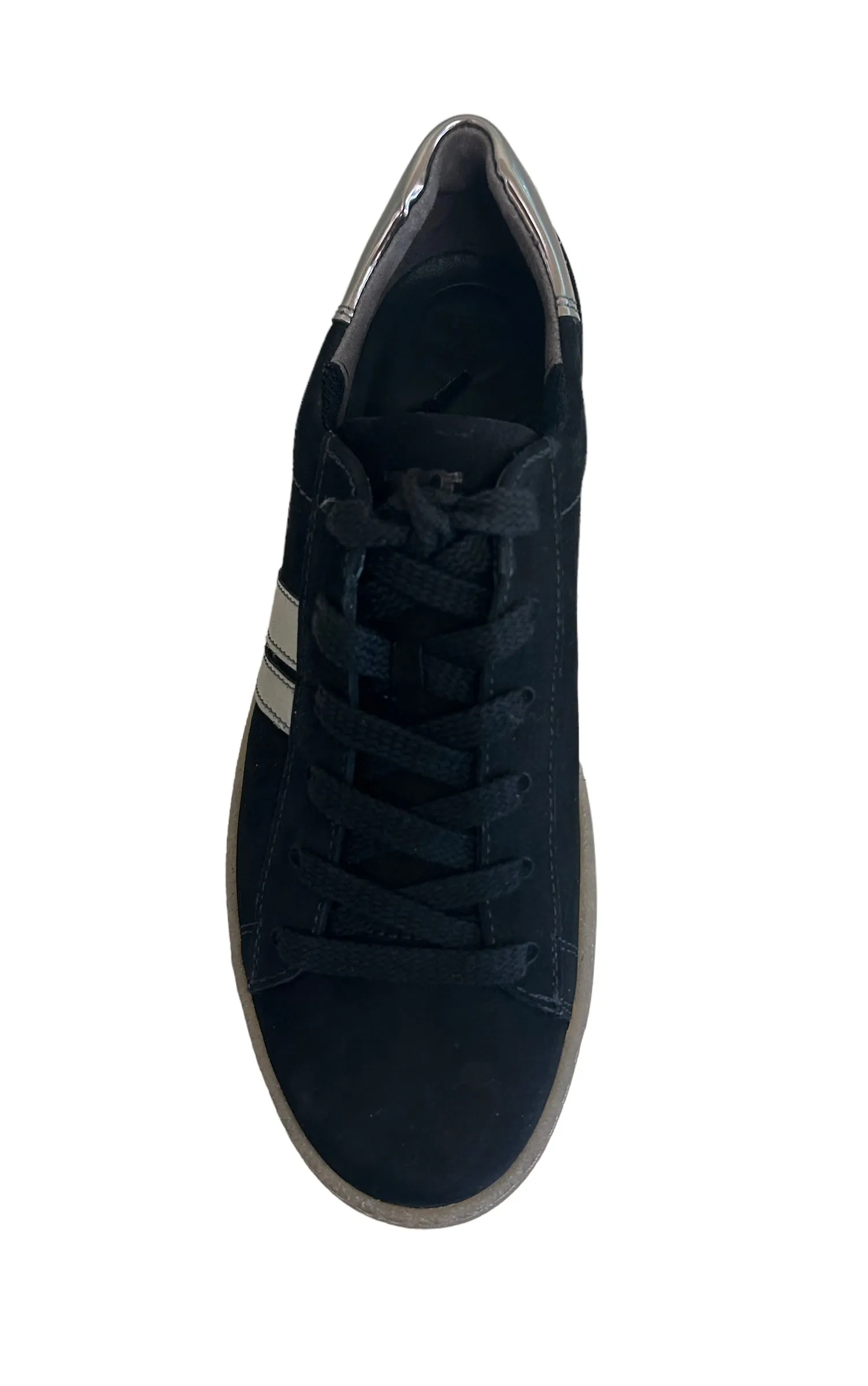 Paul Green black nubuck and silver sneaker