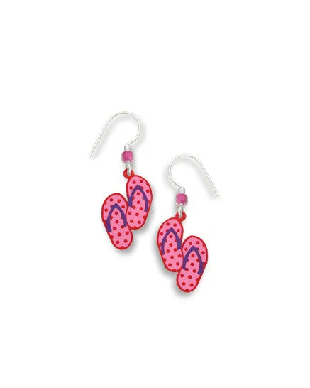 Polka Dots Flip Flops Earrings in a Gift Box, Handmade in the USA by Sienna Sky, Pink