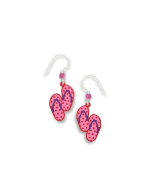 Polka Dots Flip Flops Earrings in a Gift Box, Handmade in the USA by Sienna Sky, Pink