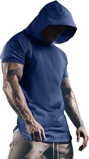 RTTUIOP Short Sleeve Hoodies For Men Moisture Wicking Quick Dry Shirts Workout Gym Tshirts Muscle Pullover Athletic Tees