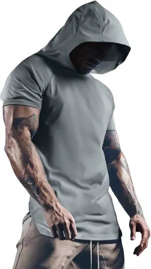 RTTUIOP Short Sleeve Hoodies For Men Moisture Wicking Quick Dry Shirts Workout Gym Tshirts Muscle Pullover Athletic Tees