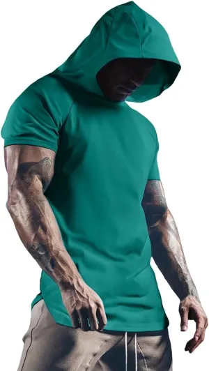 RTTUIOP Short Sleeve Hoodies For Men Moisture Wicking Quick Dry Shirts Workout Gym Tshirts Muscle Pullover Athletic Tees