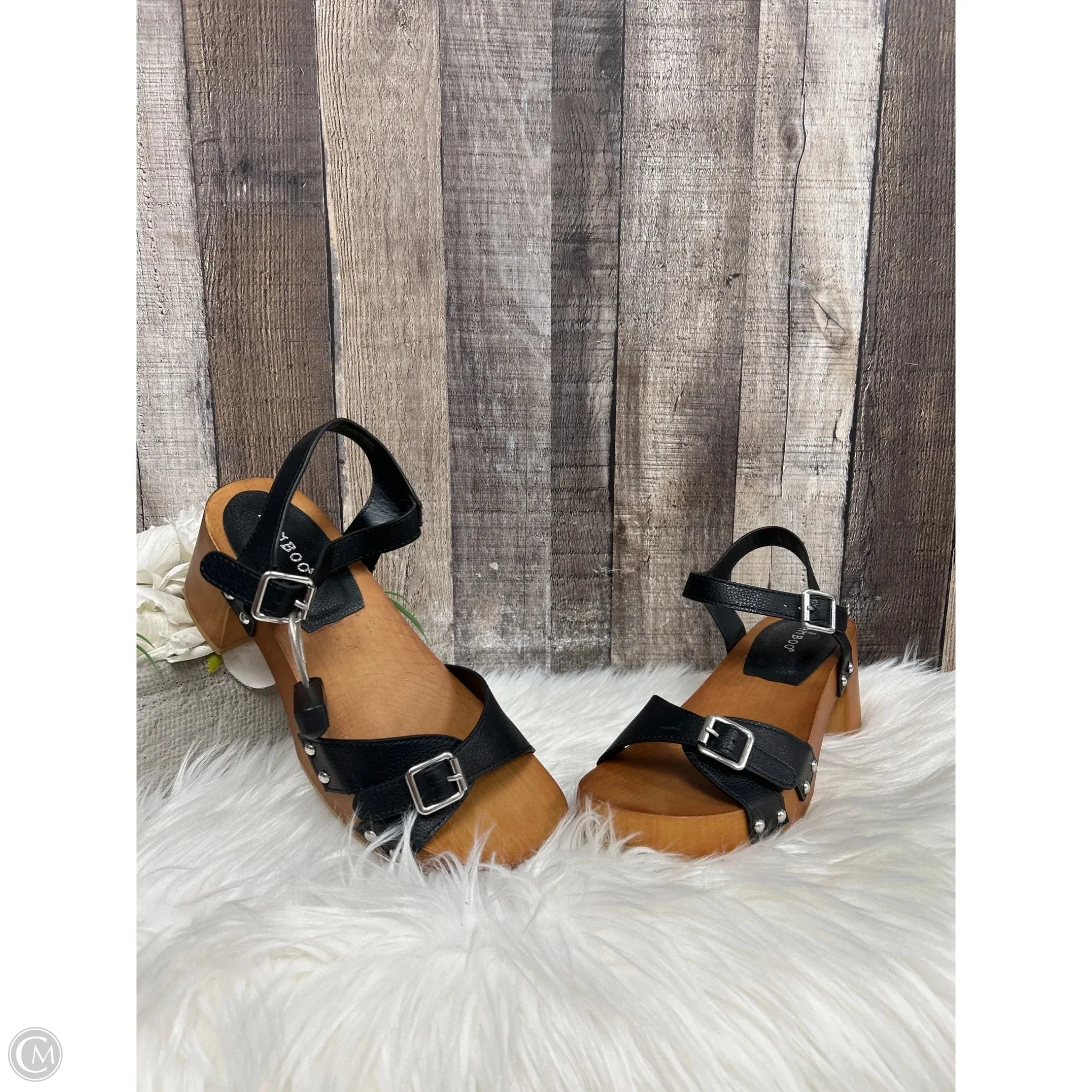 Sandals Heels Block By Bamboo In Black, Size: 7