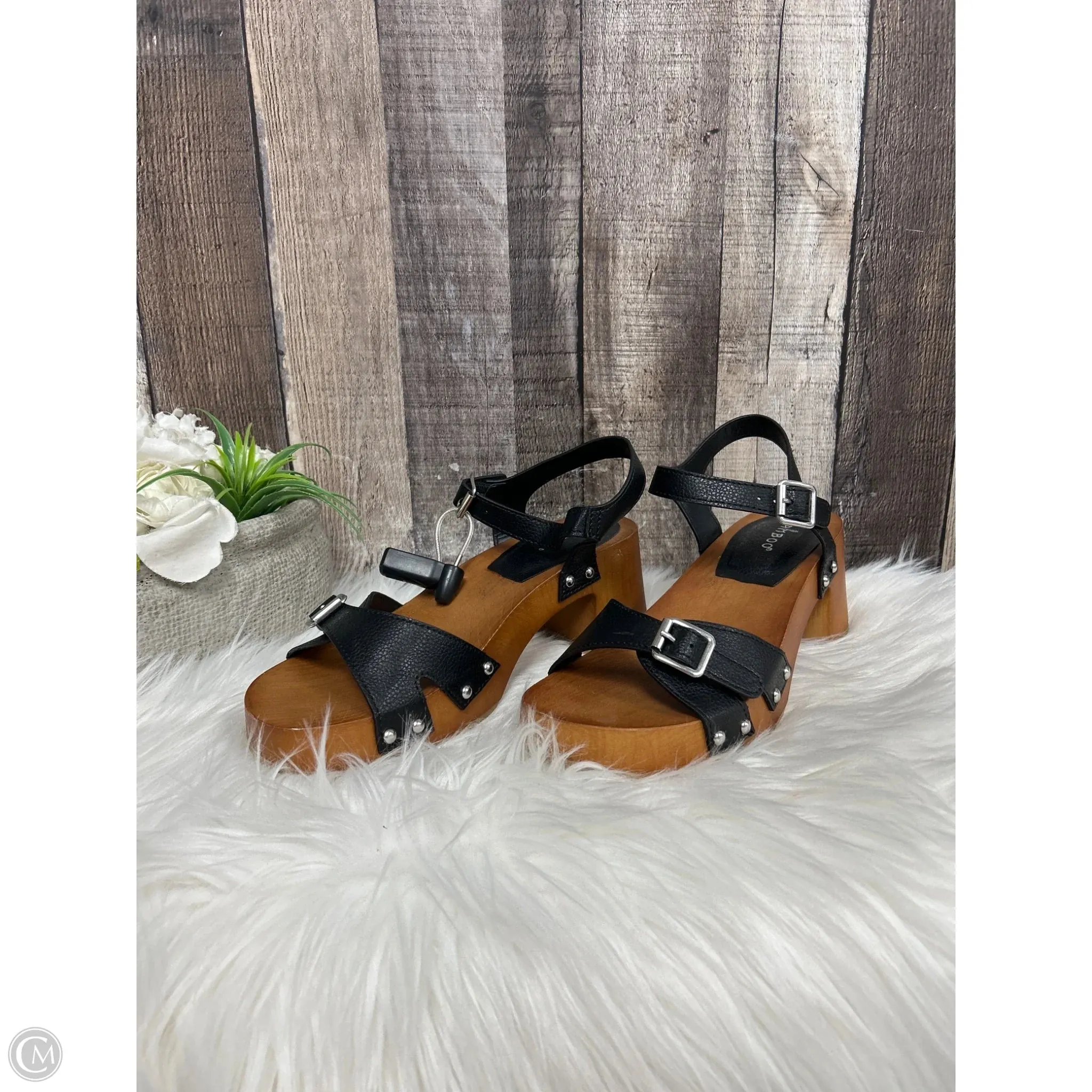 Sandals Heels Block By Bamboo In Black, Size: 7