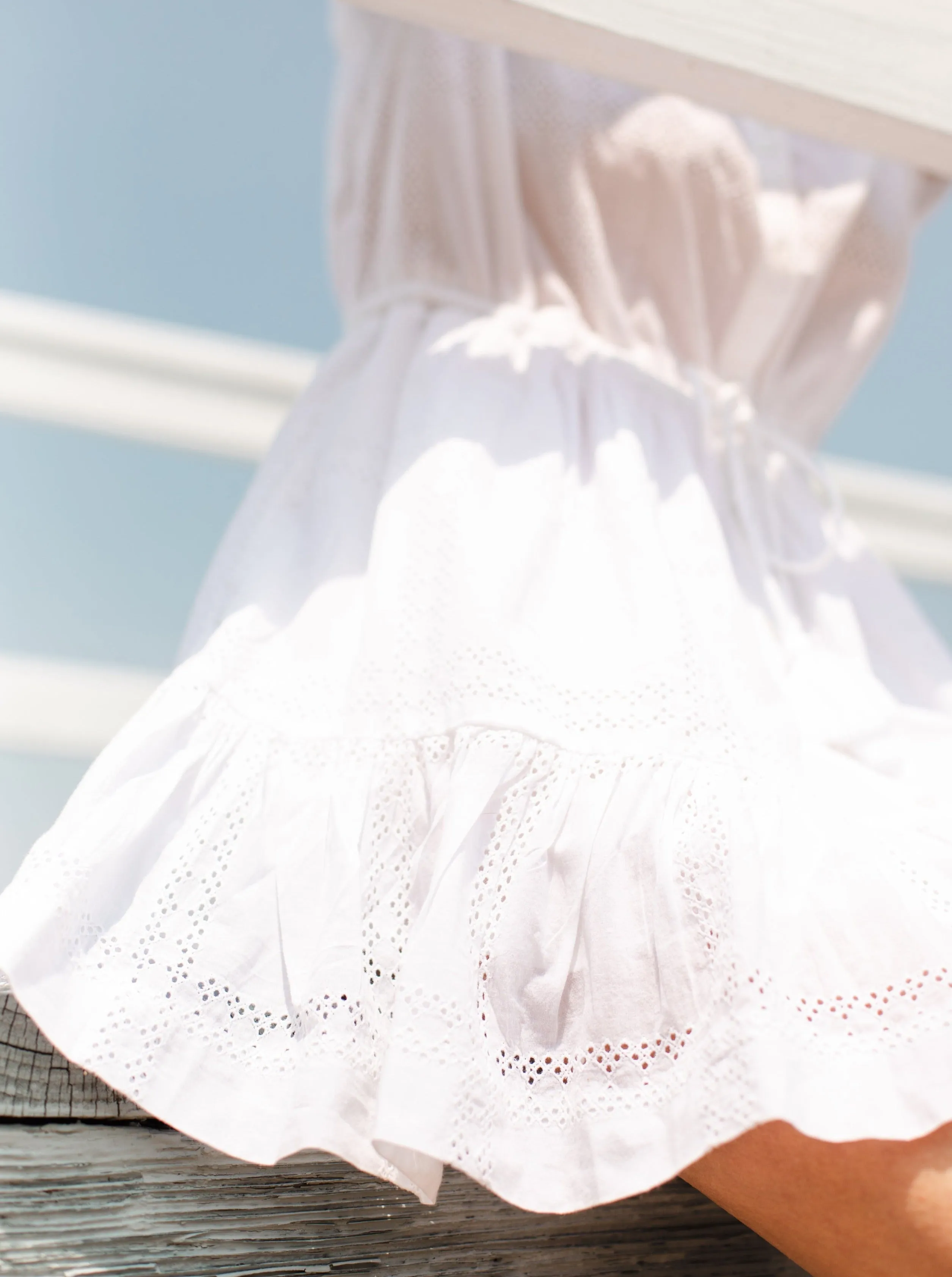Sarah Dress Grid Eyelet Fresh White