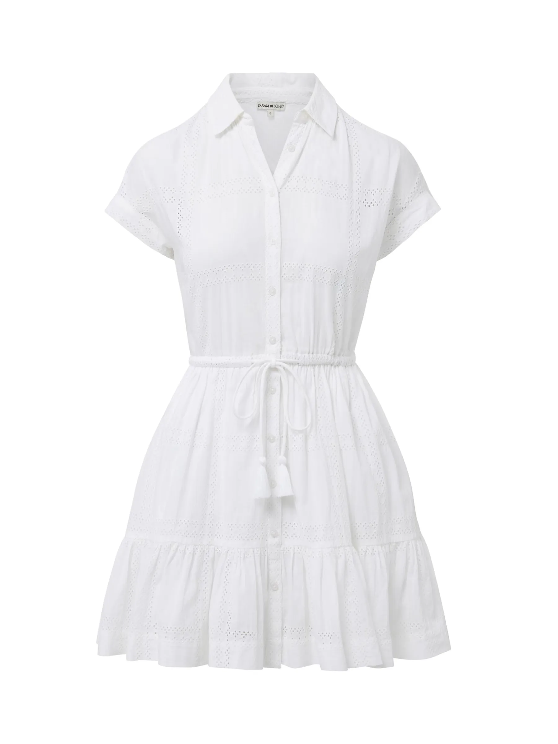 Sarah Dress Grid Eyelet Fresh White