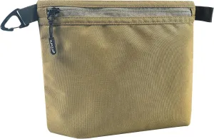 Small Pouch for Travel Essentials, Makeup Pouch Bag with Carabiner Clip on Backpack Dopp Kit Storage Pouch Organization for Toiletries, Cosmetics, Tech, Tools, Water Resistant 500D Nylon (Khaki)