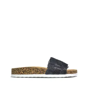 Striped Casual Slippers Black