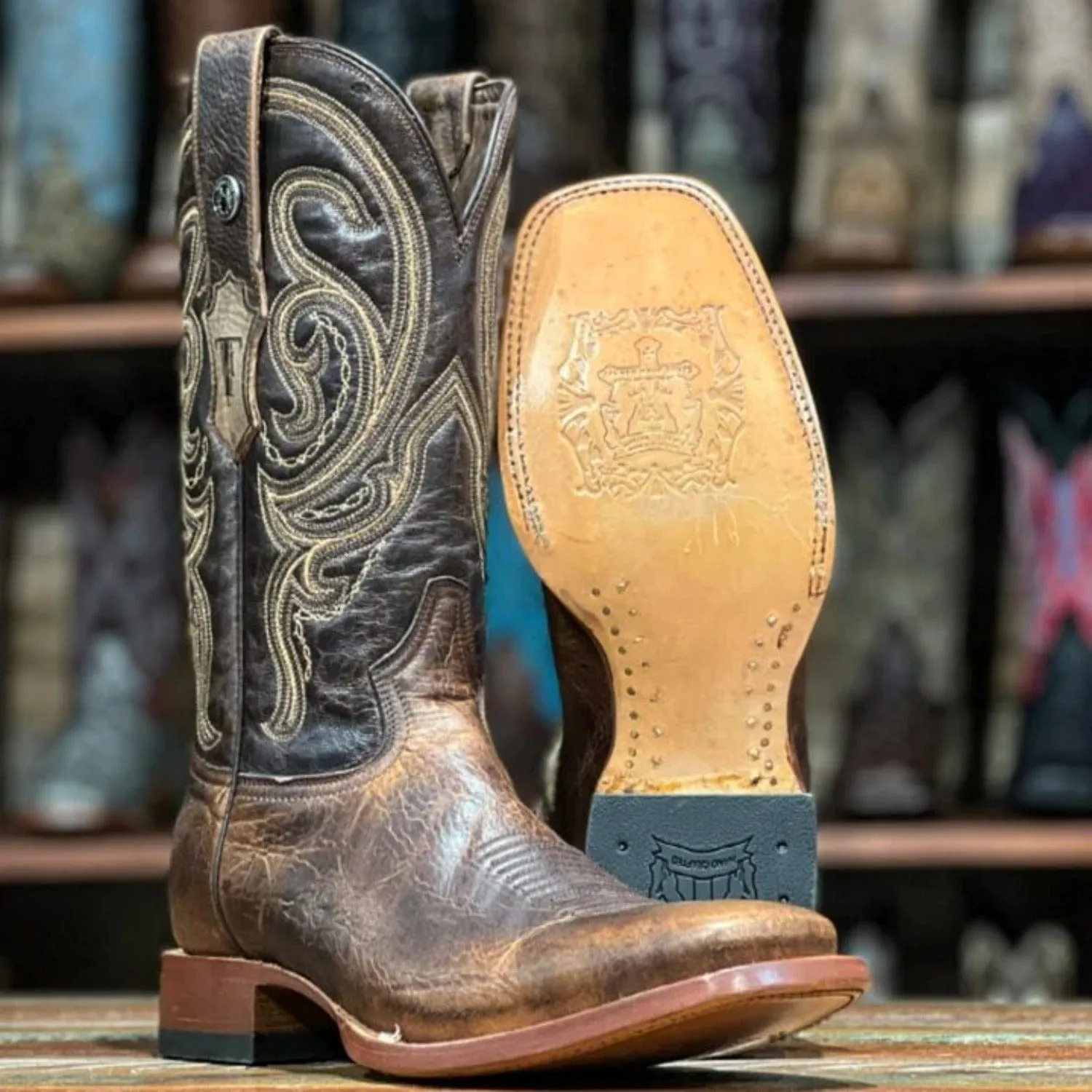Tanner Mark Men's Tioga Square Toe Leather Boots Damiana Moka TM200733