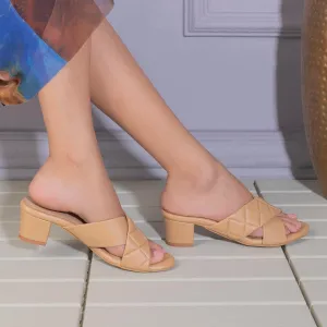 The Romi TMM-5 Beige Women's Dress Block Heel Sandals Tresmode