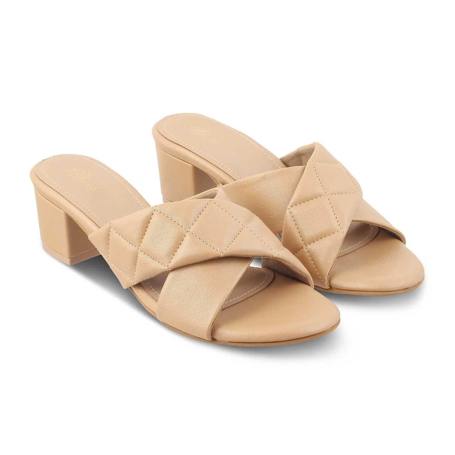The Romi TMM-5 Beige Women's Dress Block Heel Sandals Tresmode