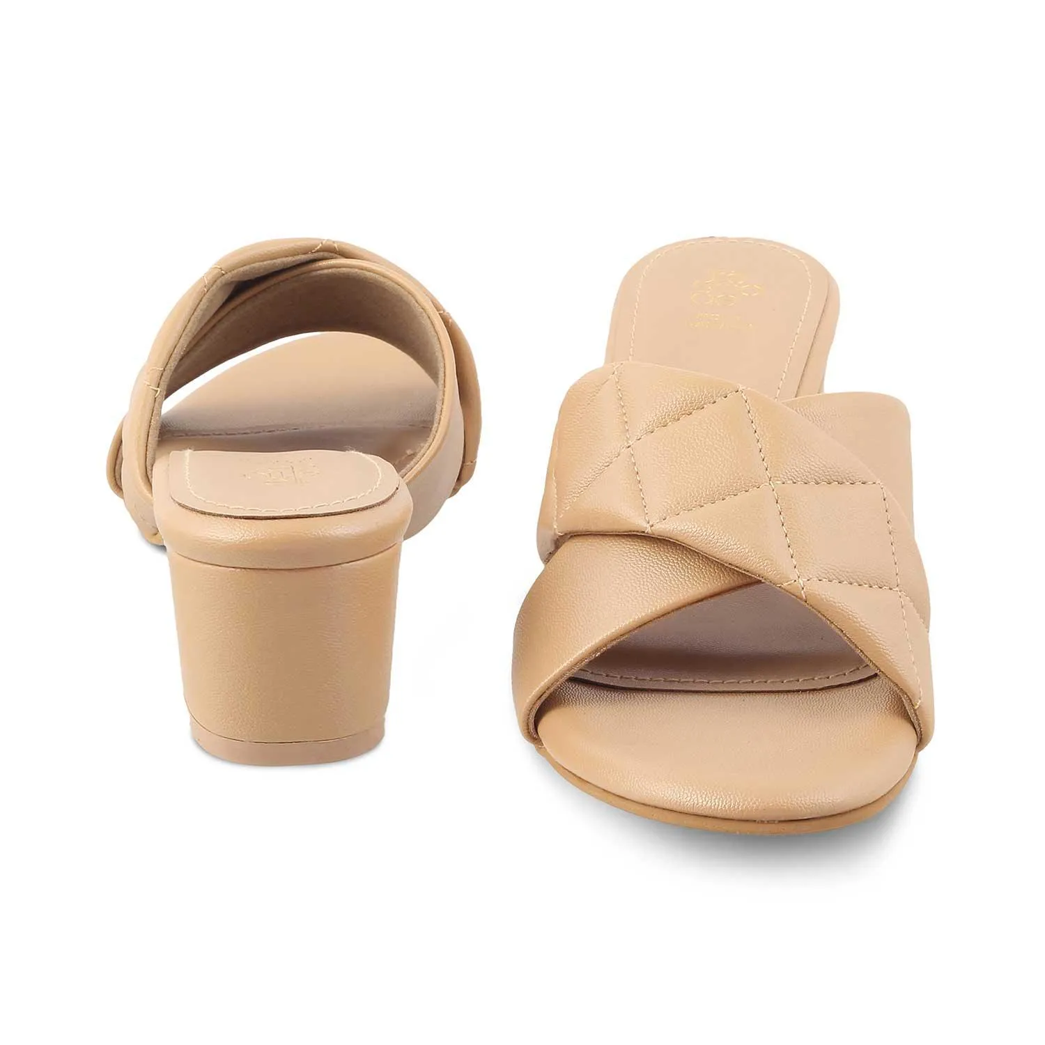 The Romi TMM-5 Beige Women's Dress Block Heel Sandals Tresmode