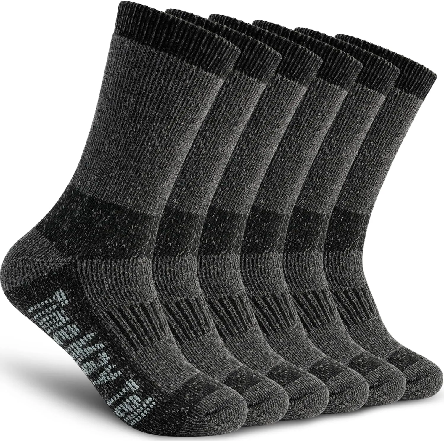 Time May Tell Mens Merino Wool Hiking Cushion Socks Thermal Warm Crew Winter Boot Socks Pack (2/4 Pair,6-13 Size)