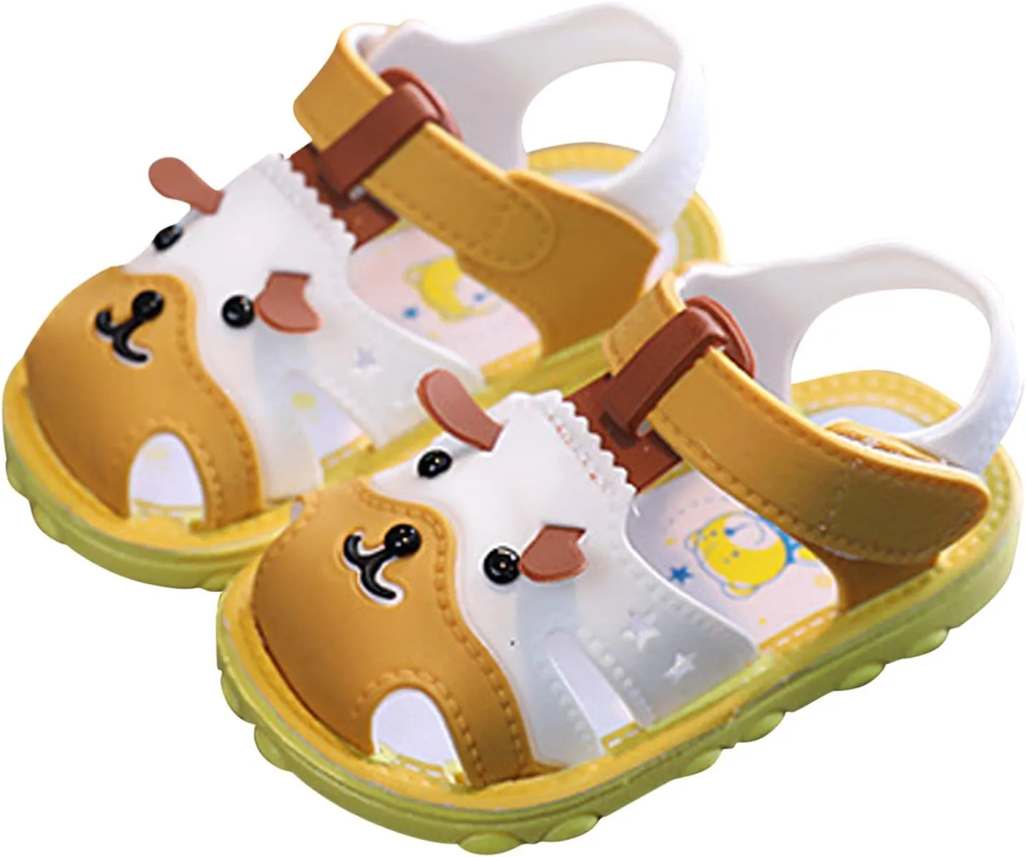 Toddler Baby Girl Boy Summer Sandals Cartoon Dog Shoes Non Slip Soft Sole First Walkers Prewalkers (Yellow, 6 Infant)