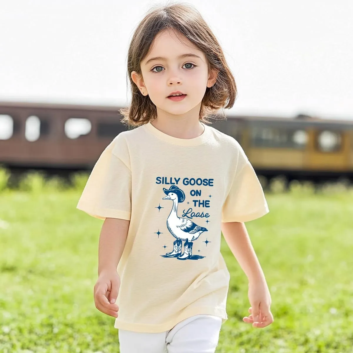 Toddler Boys Girls Shirt Silly Goose On The Loose Graphic Tee Tops Kids Funny Short Sleeve T-Shirt 2-7 Years