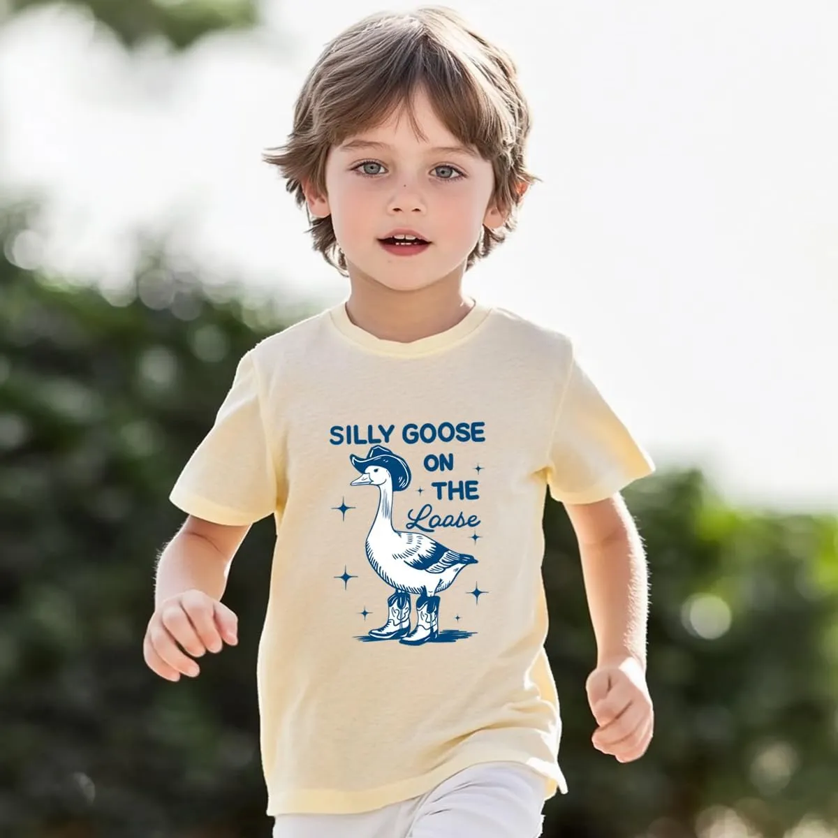 Toddler Boys Girls Shirt Silly Goose On The Loose Graphic Tee Tops Kids Funny Short Sleeve T-Shirt 2-7 Years
