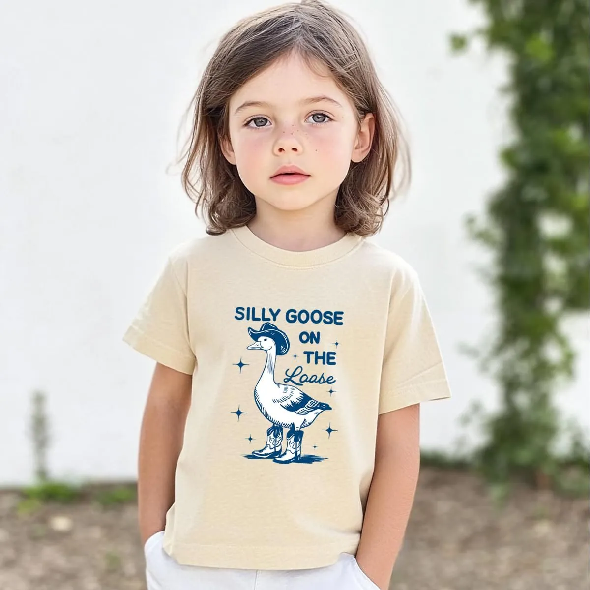 Toddler Boys Girls Shirt Silly Goose On The Loose Graphic Tee Tops Kids Funny Short Sleeve T-Shirt 2-7 Years