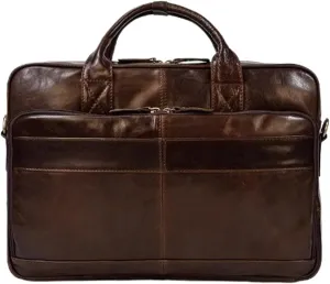 Tote Briefcase Leather Men's Vintage Commuter Baottop Layer Cowhide 14 "computer Handbag Business Bag