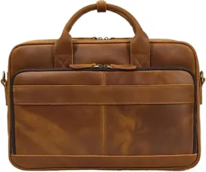 Tote Briefcase Leather Men's Vintage Commuter Baottop Layer Cowhide 14 "computer Handbag Business Bag